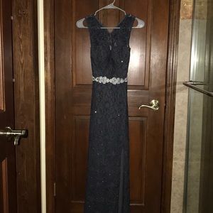 Jodi Kristopher Navy Blue Prom Dress